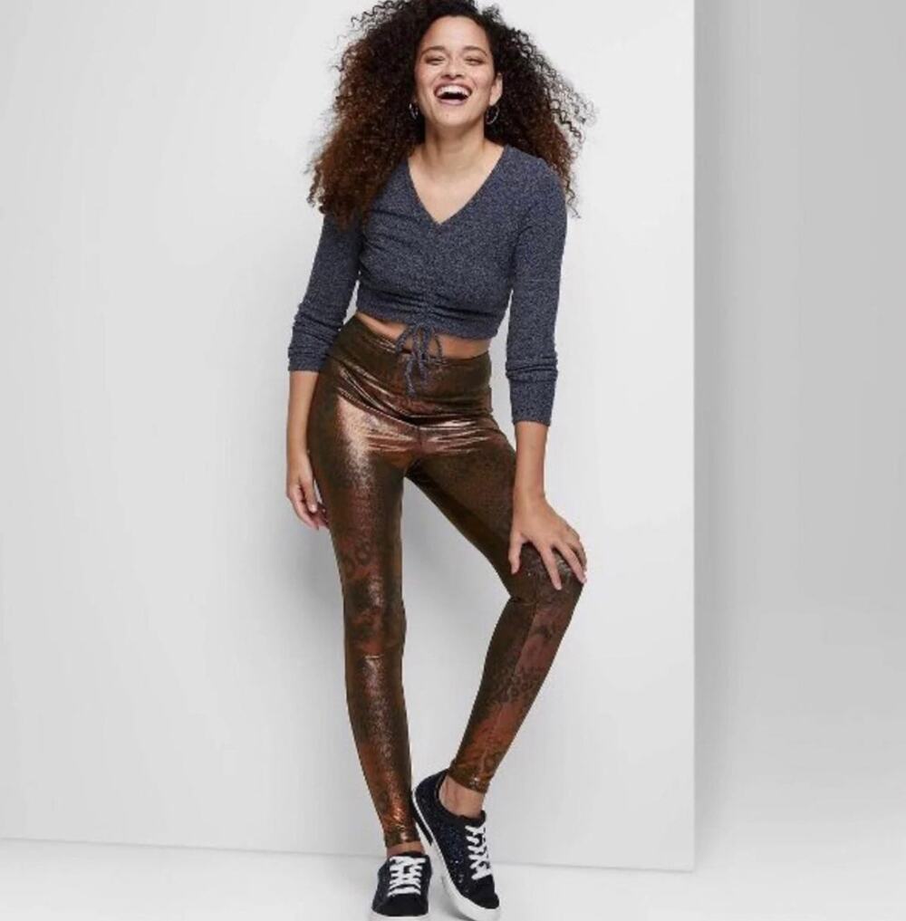 Wild Fable Gold animal print leggings NWT